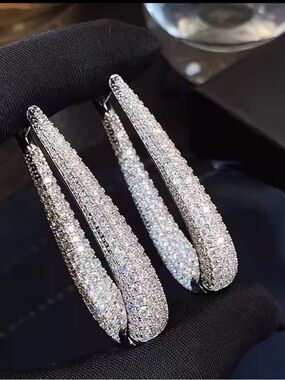 NEW Earrings Silver Clear C Z Drop Dangle AP25